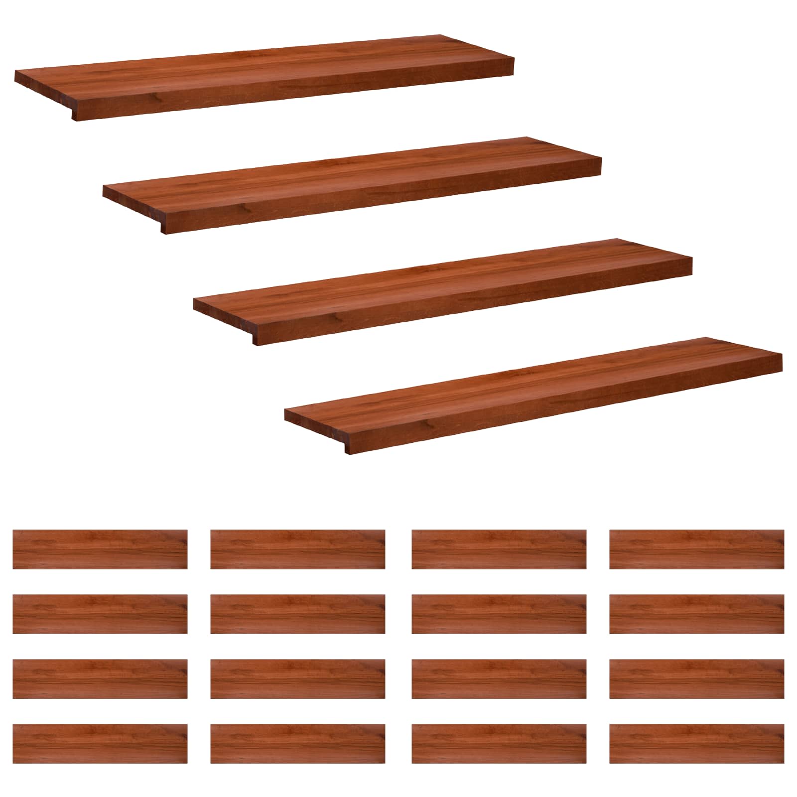 Laiptų pakopos 20 vnt. 110 x 25 x 2 cm Ruda Kietas bukas medis