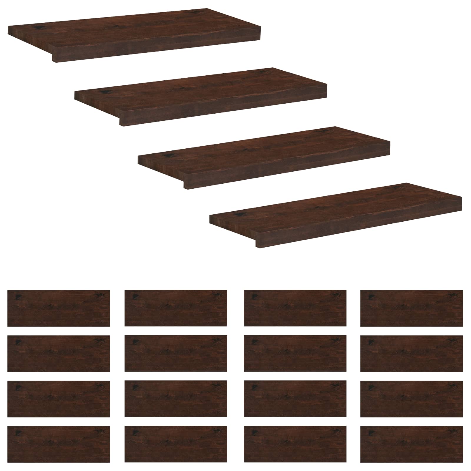 Laiptų pakopos 20 vnt. 80 x 25 x 2 cm Tamsiai rudas