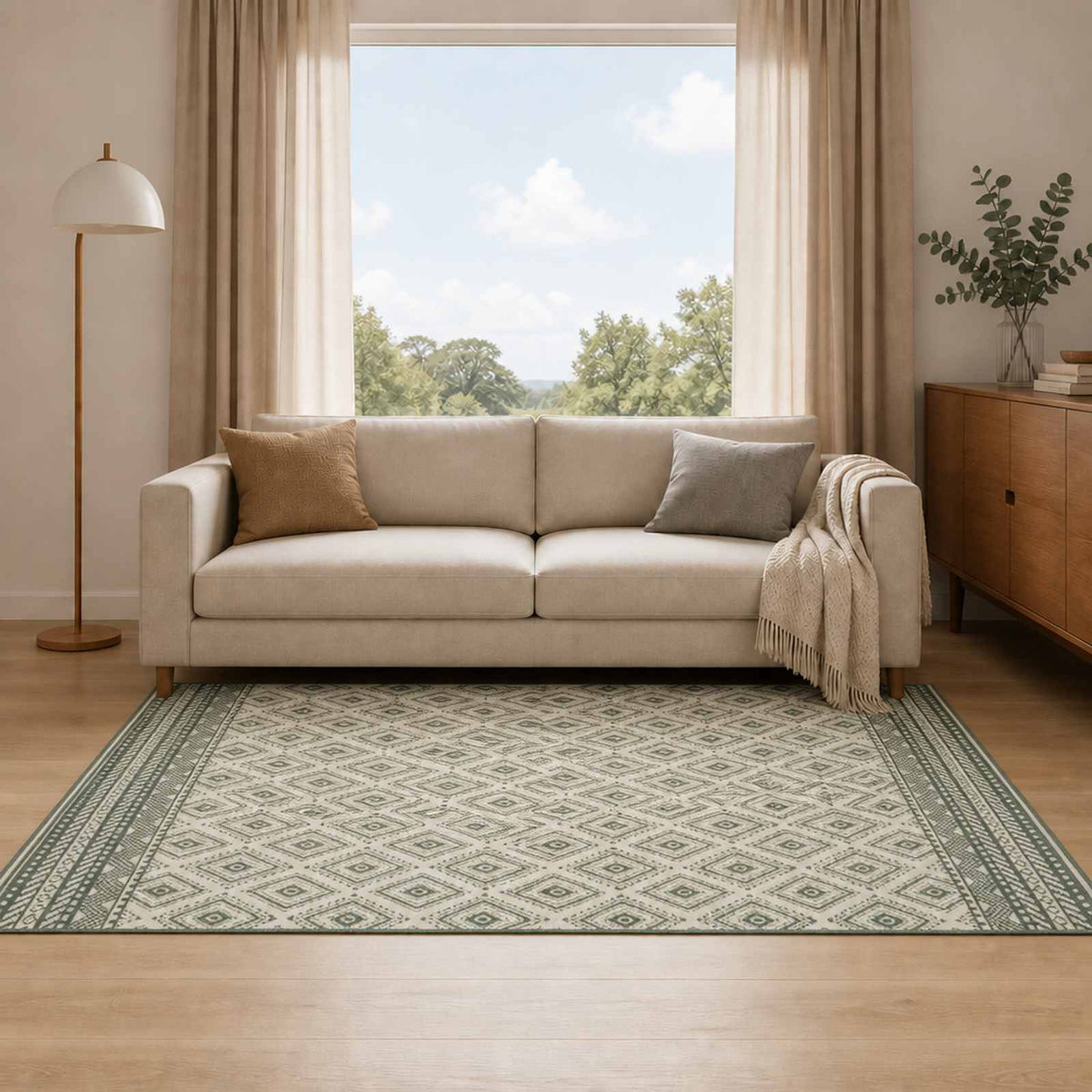 Kilimas Natūrali ir žalia 160 x 230 cm PET
