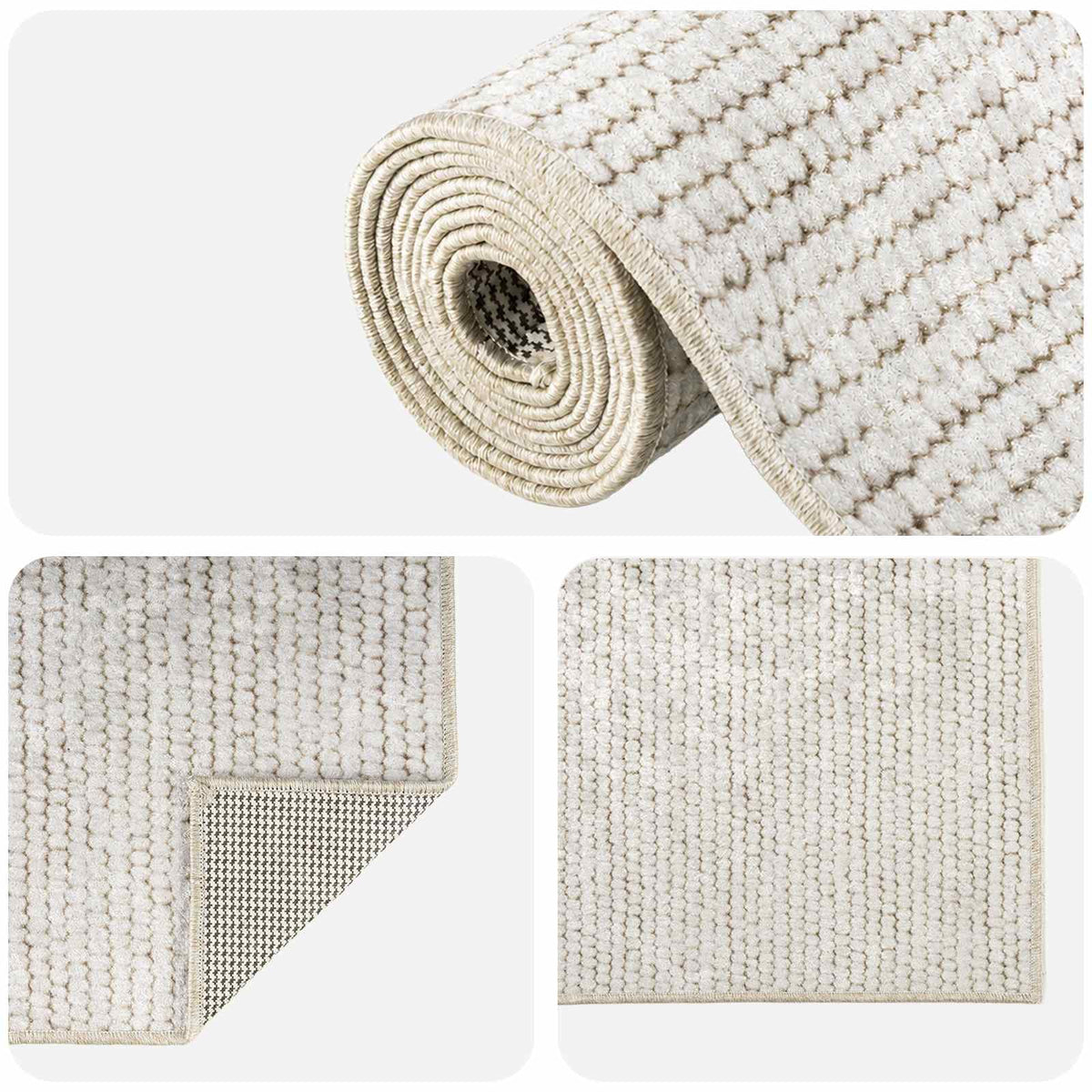Kilimas Kreminė 50 x 300 cm 100% poliesteris 3 mm Plaunamas