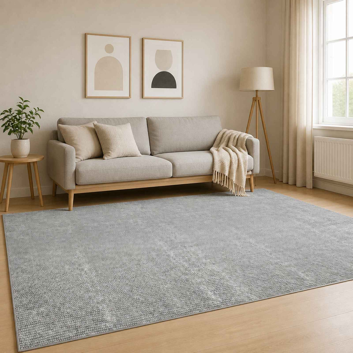 Kilimas Pilka 160 x 230 cm 100% poliesteris 3 mm Plaunamas