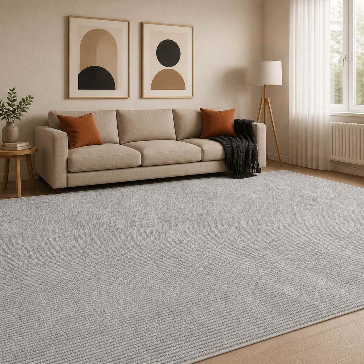 Kilimas Pilka 300 x 400 cm 100% poliesteris 3 mm Plaunamas