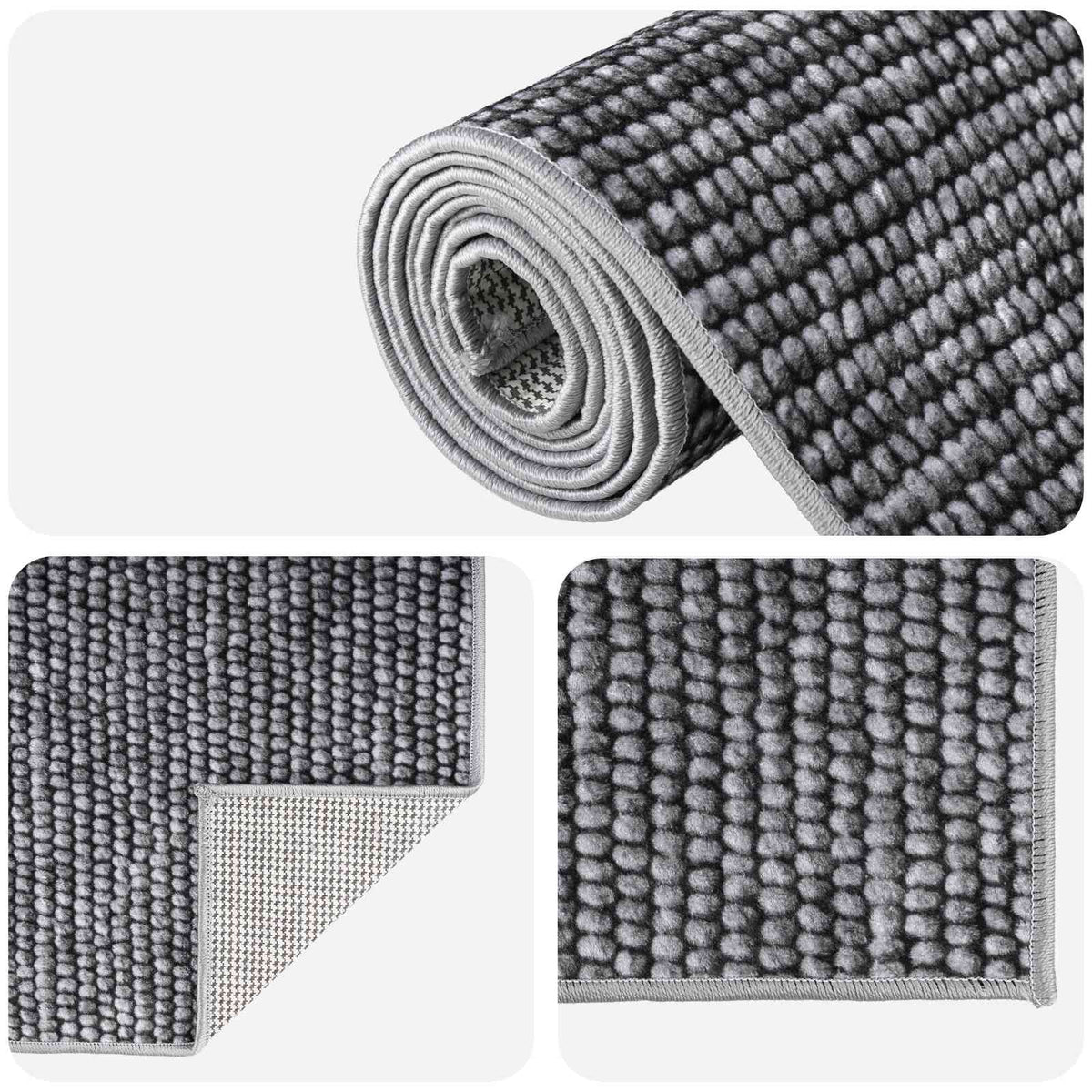 Kilimas Antracito 50 x 200 cm 100% poliesteris 3 mm Plaunamas