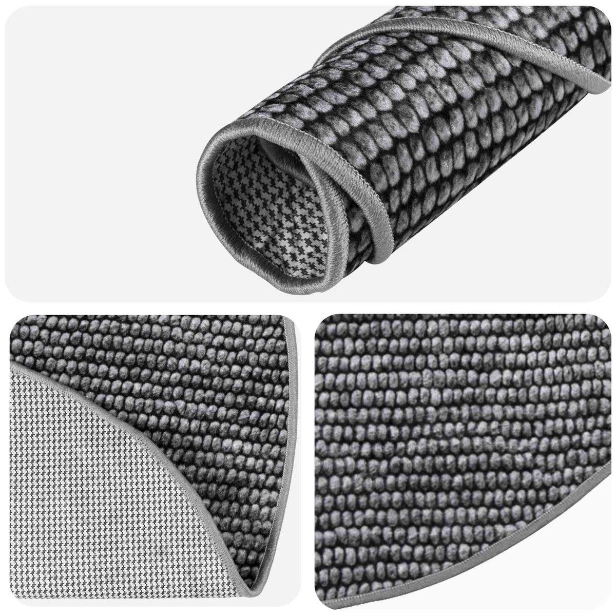 Kilimas Antracito Ø 120 cm 100% poliesteris 3 mm Plaunamas