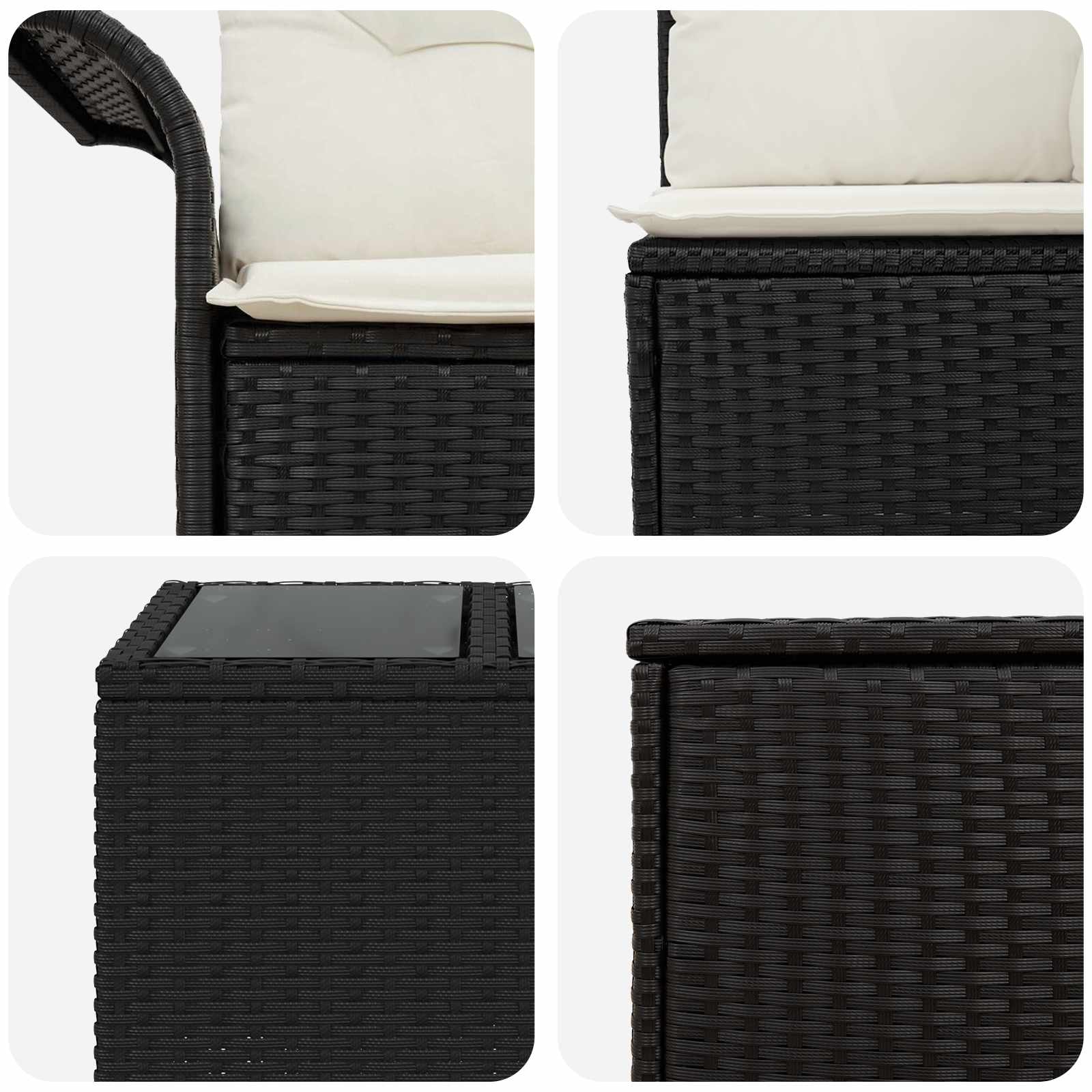 Sofos komplektas 6 pcs 4-Vietų skaičius Juoda ir kreminė balta