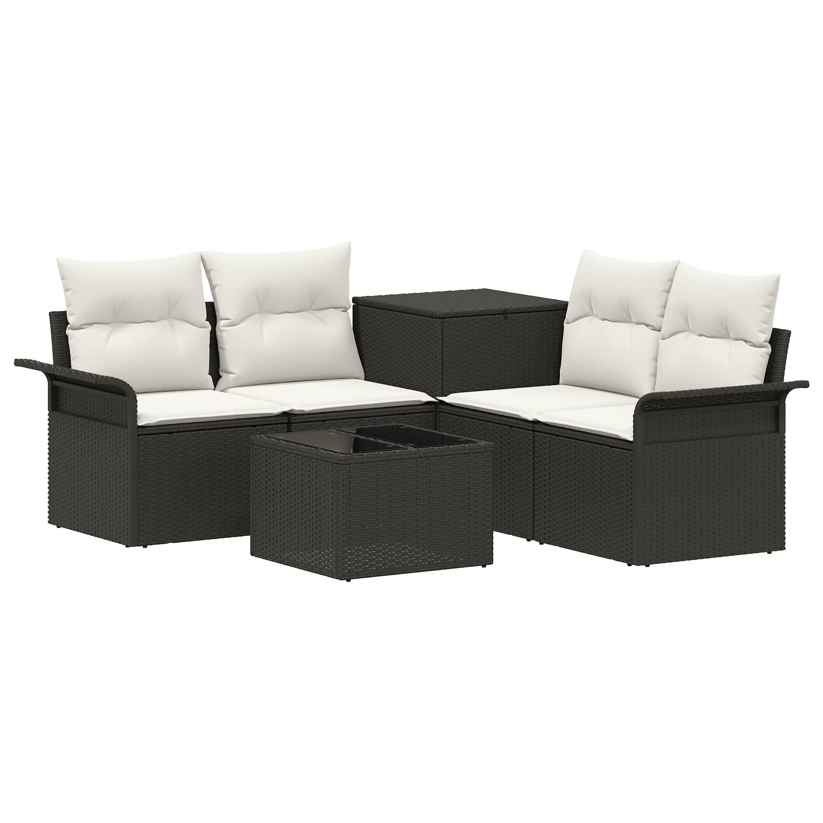 Sofos komplektas 6 pcs 4-Vietų skaičius Juoda ir kreminė balta