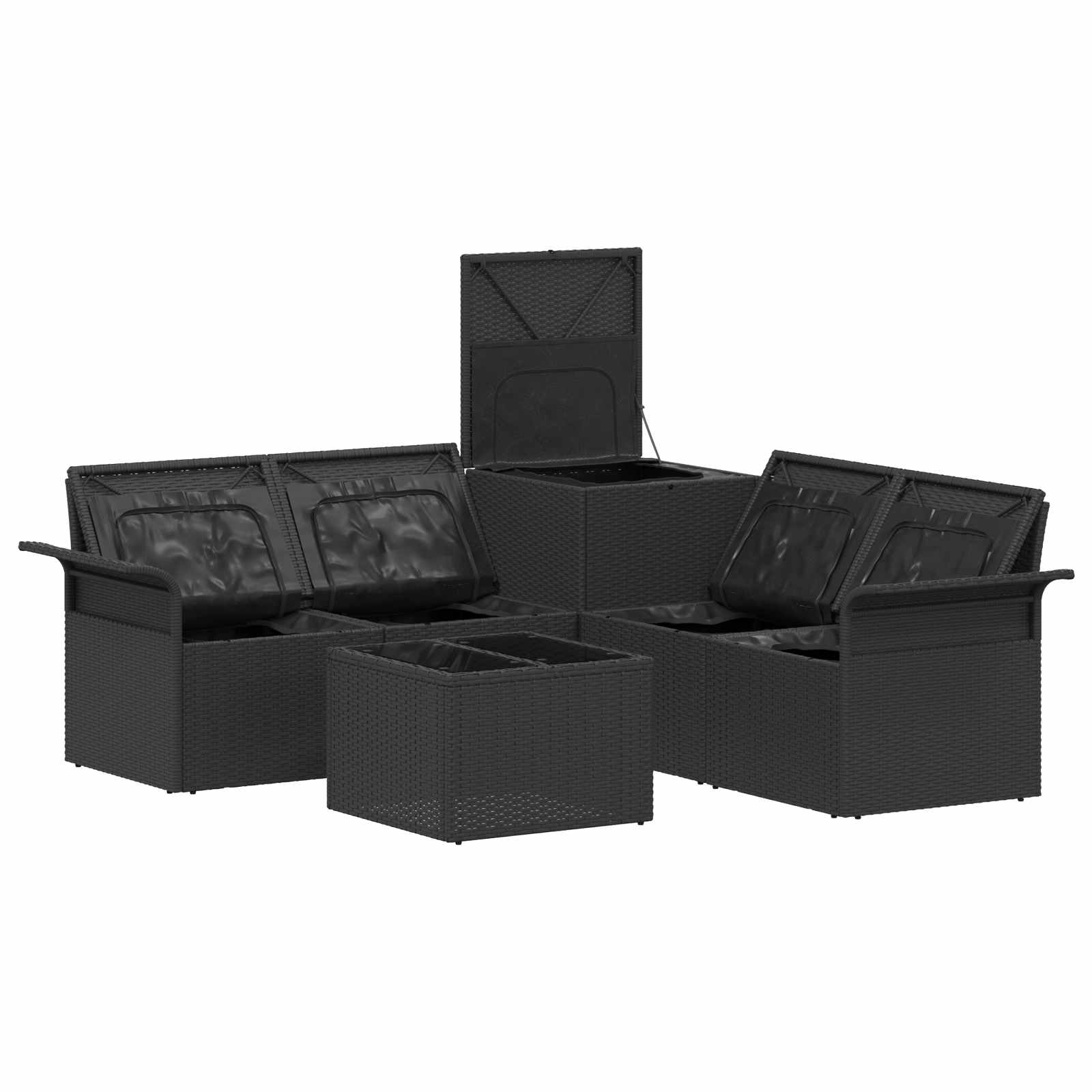Sofos komplektas 6 pcs 4-Vietų skaičius Juoda ir kreminė balta