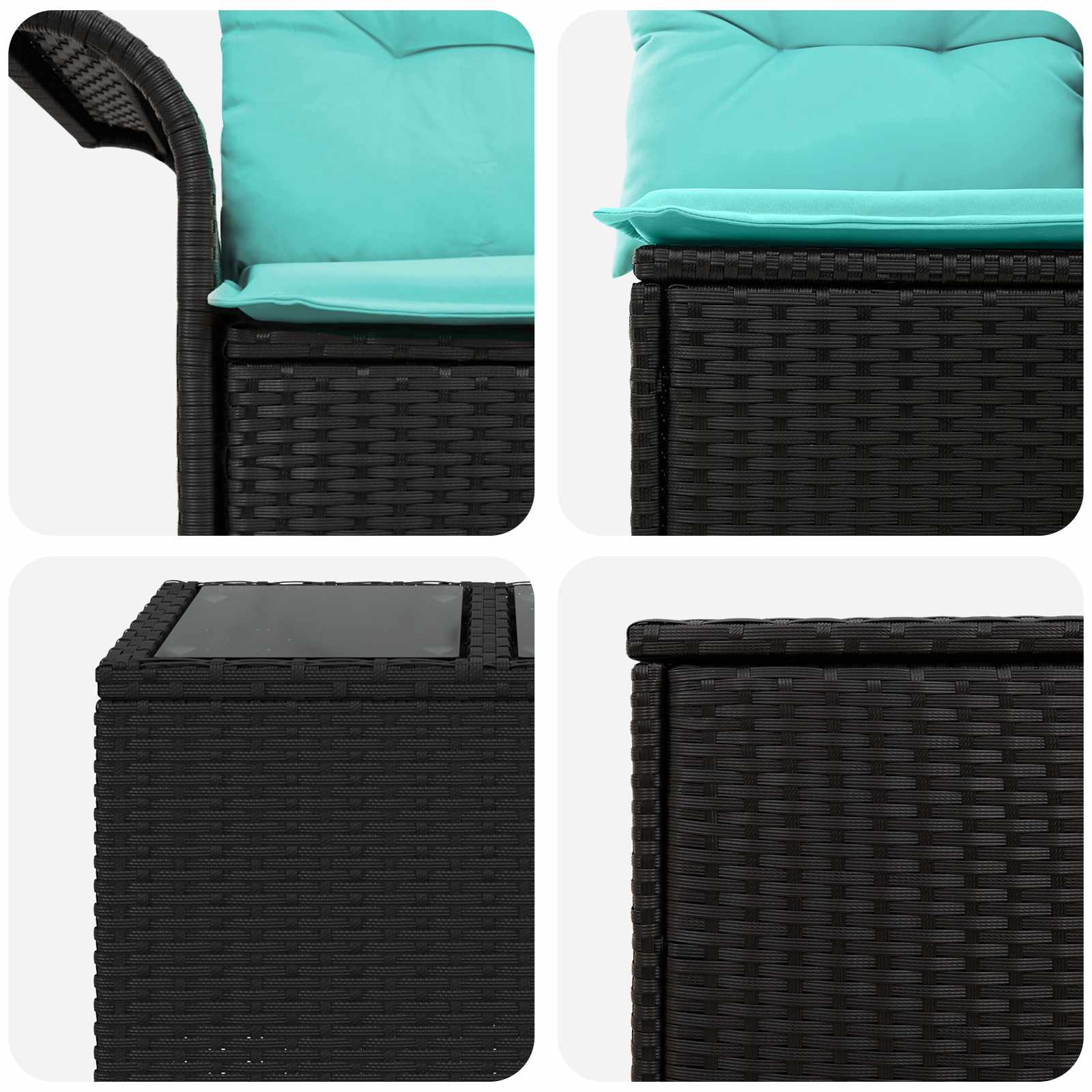 Sofos komplektas 6 pcs 4-Vietų skaičius Juoda ir mėlyna
