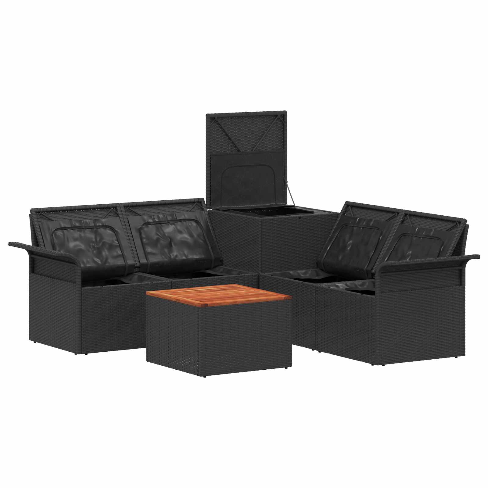 Sofos komplektas 6 pcs 4-Vietų skaičius Juoda