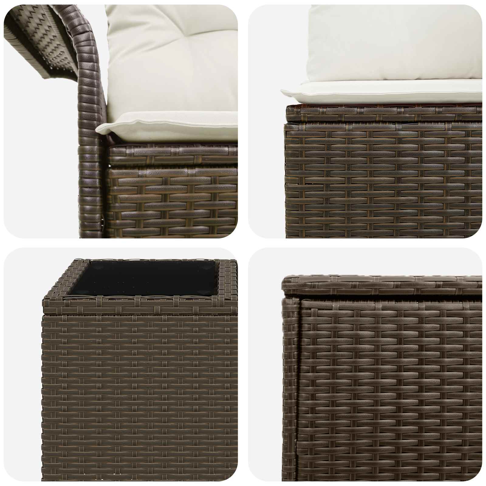 Sofos komplektas 6 pcs 4-Vietų skaičius Ruda ir Kremavimo Balta