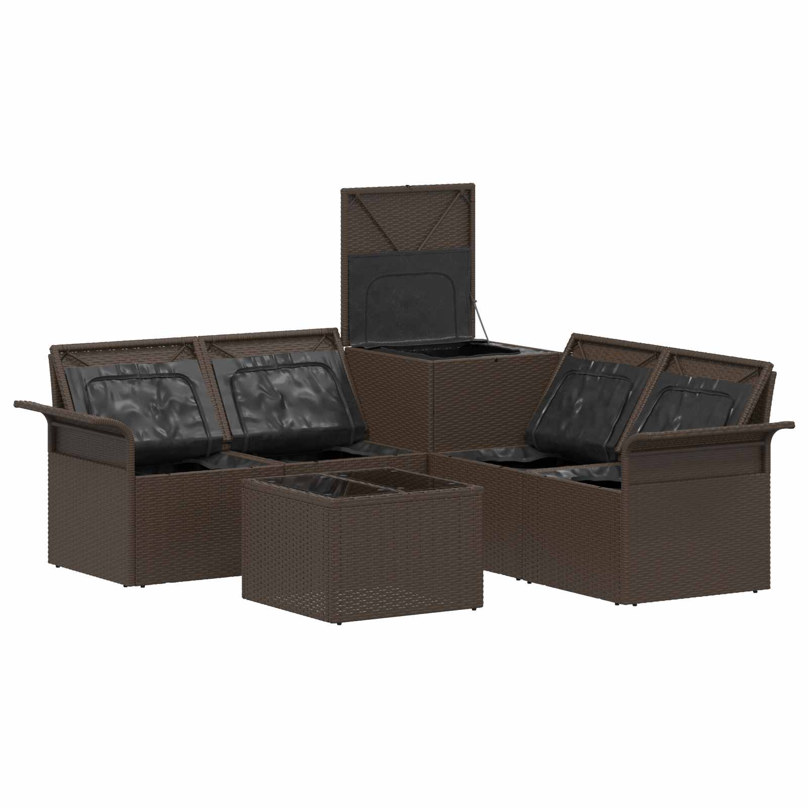 Sofos komplektas 6 pcs 4-Vietų skaičius Ruda ir Kremavimo Balta