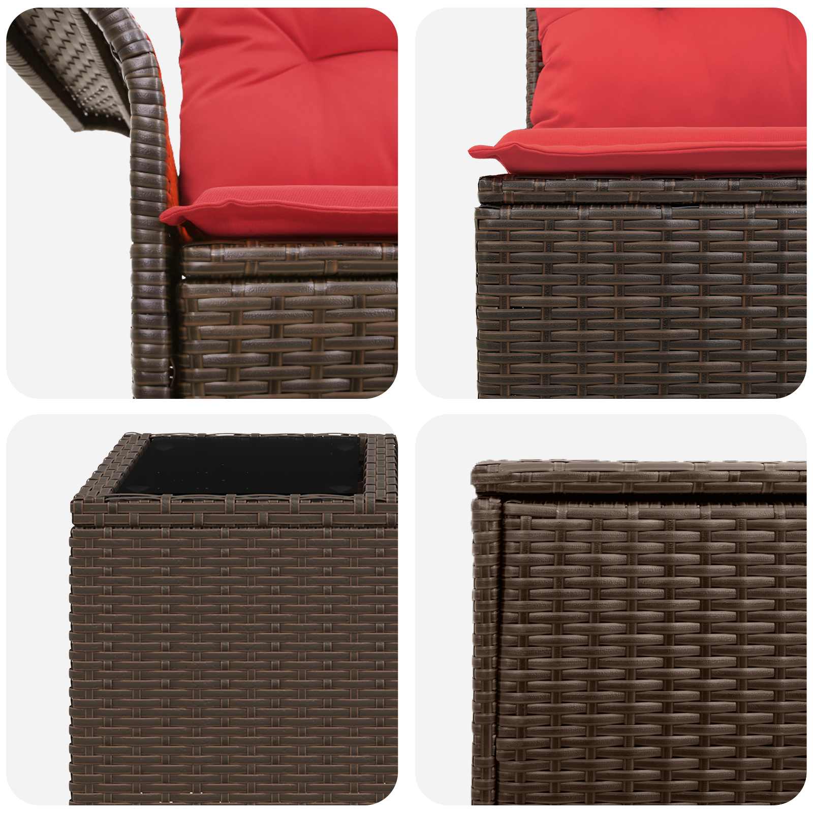 Sofos komplektas 6 pcs 4-Vietų skaičius Ruda ir raudona