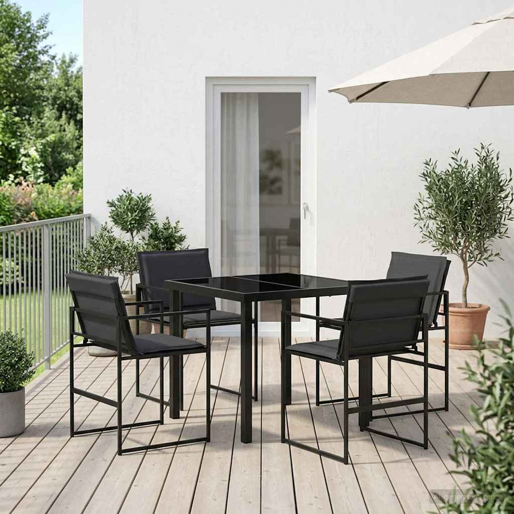 Sodo valgomojo komplektas 5 pcs Juoda ir Tamsiai pilka