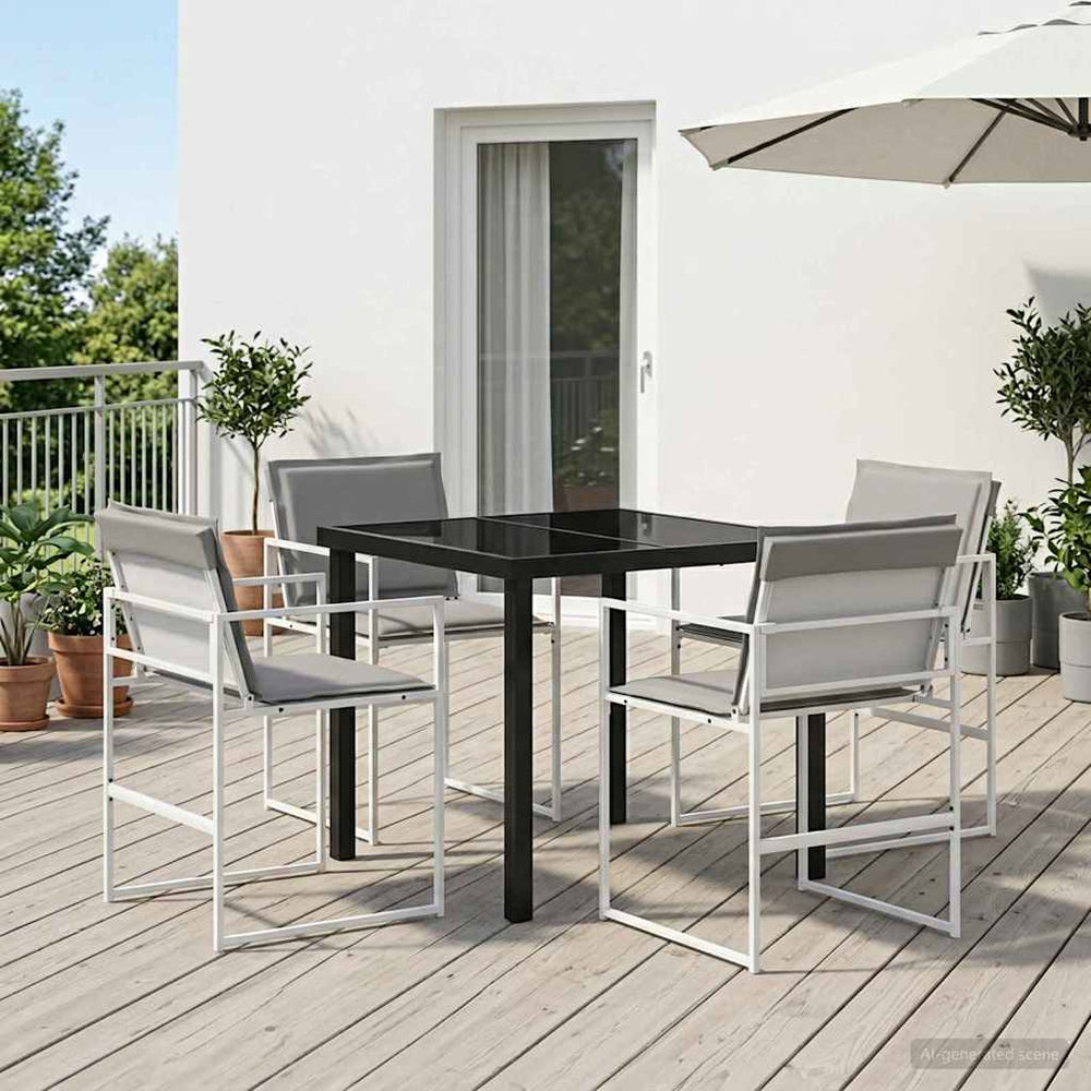 Sodo valgomojo komplektas 5 pcs Balta ir šviesiai pilka