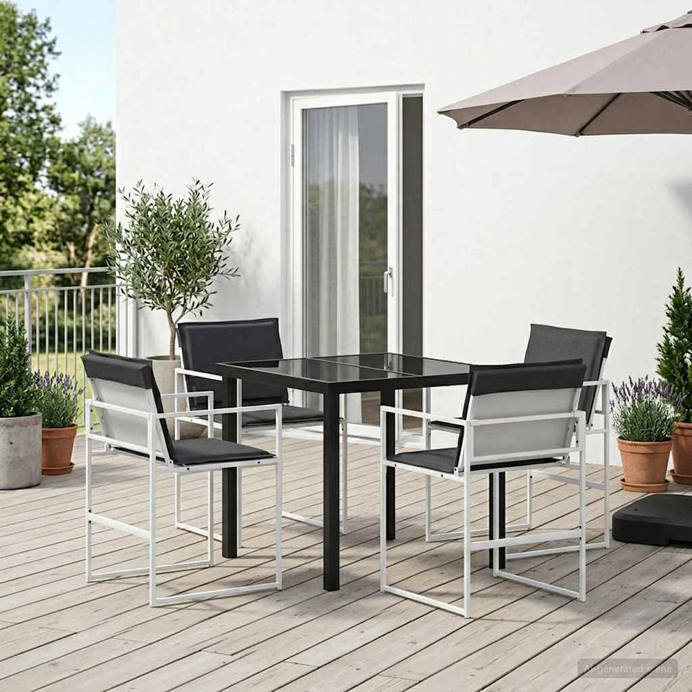 Sodo valgomojo komplektas 5 pcs Balta ir antracito