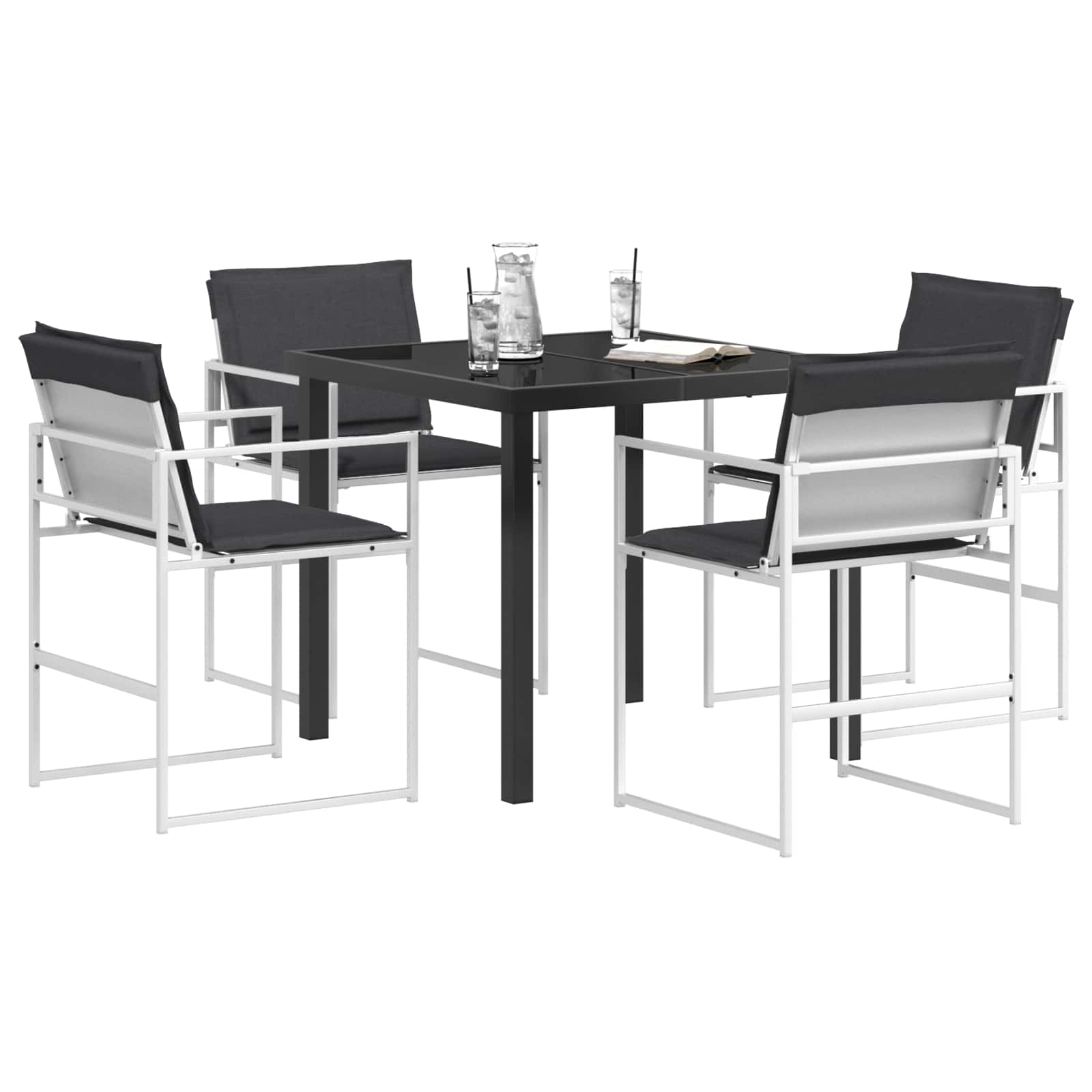Sodo valgomojo komplektas 5 pcs Balta ir antracito