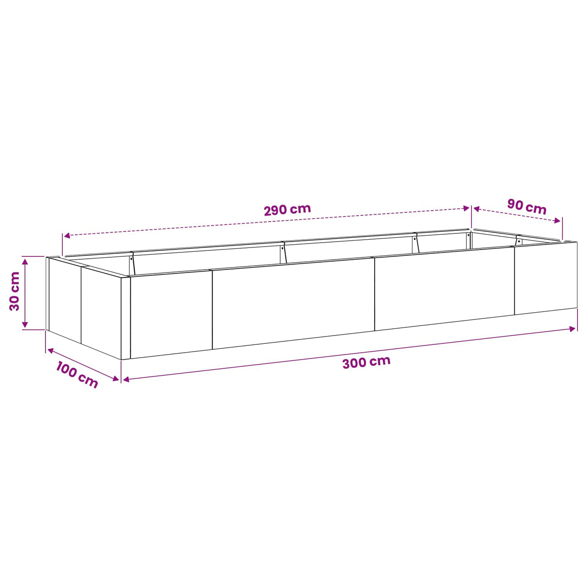 Sienelė 8 vnt. 300 x 100 x 30 cm Galvanizuotas plienas