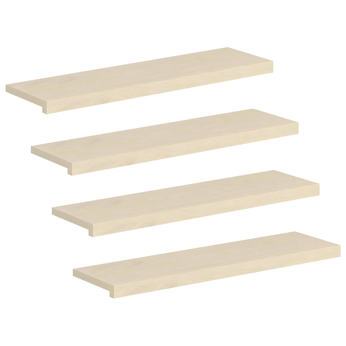 Laiptų danga 4 vnt. 90 x 30 x 2 cm Balta Kietas ąžuolo medis