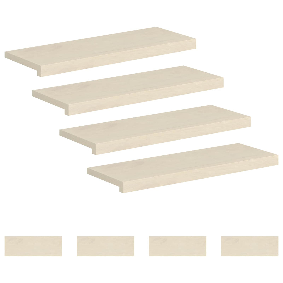 Laiptų danga 8 vnt. 70 x 25 x 2 cm Balta Kietas ąžuolo medis