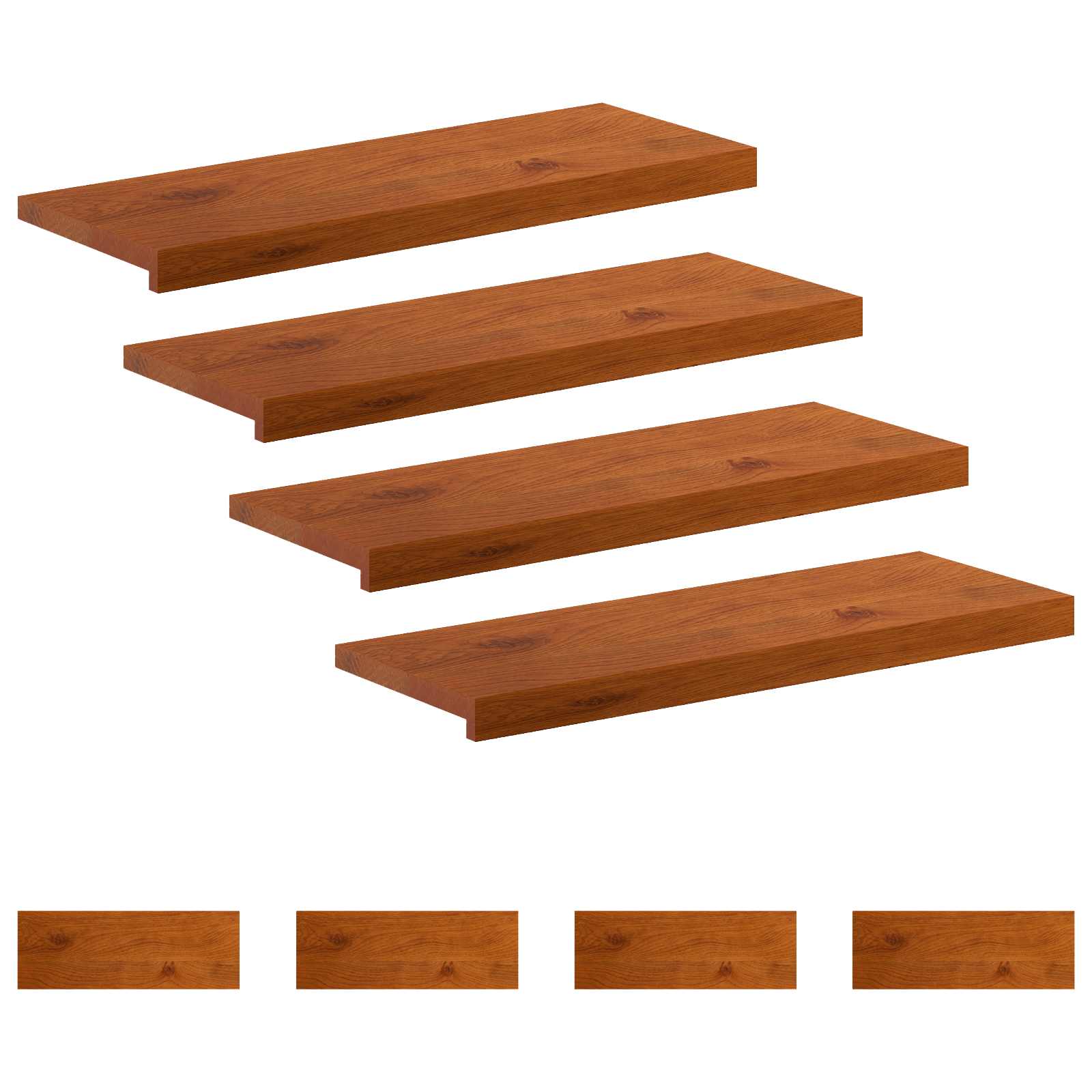 Laiptų danga 8 vnt. 80 x 25 x 2 cm Ruda Kietas ąžuolo medis