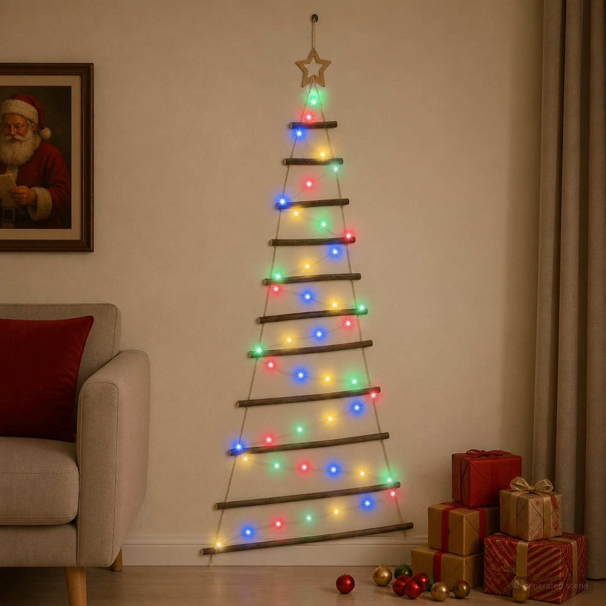 Kabantis Kalėdų medis 150 cm 80 LED Įvairių spalvų