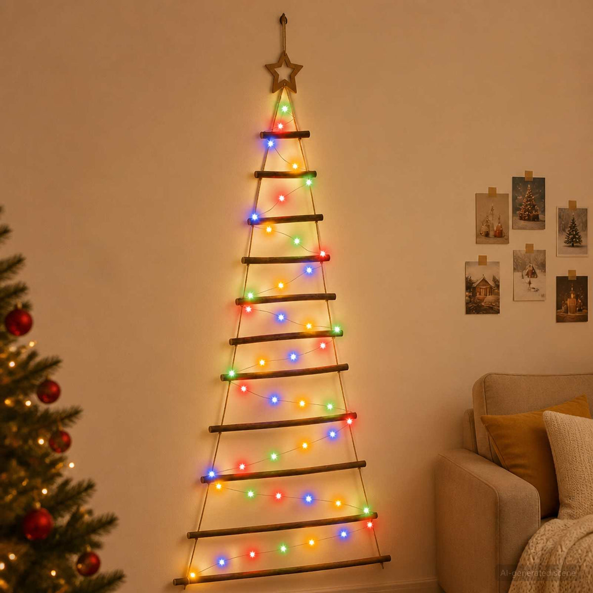 Kabantis Kalėdų medis 150 cm 80 LED Įvairių spalvų