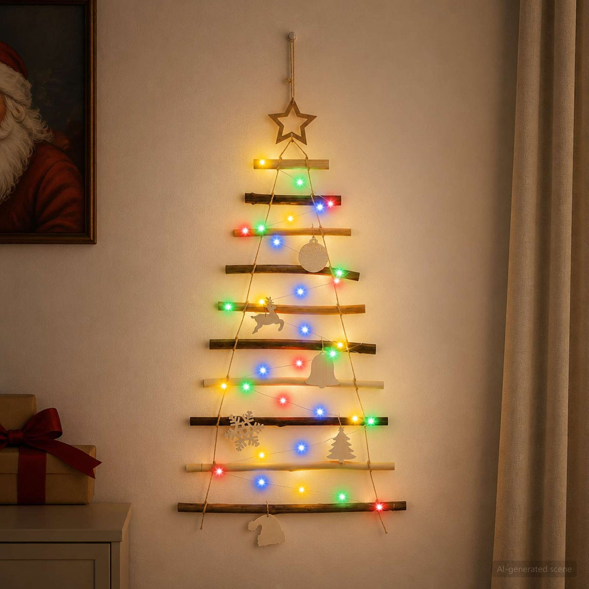 Kabantis Kalėdų medis 90 cm 30 LED Įvairių spalvų