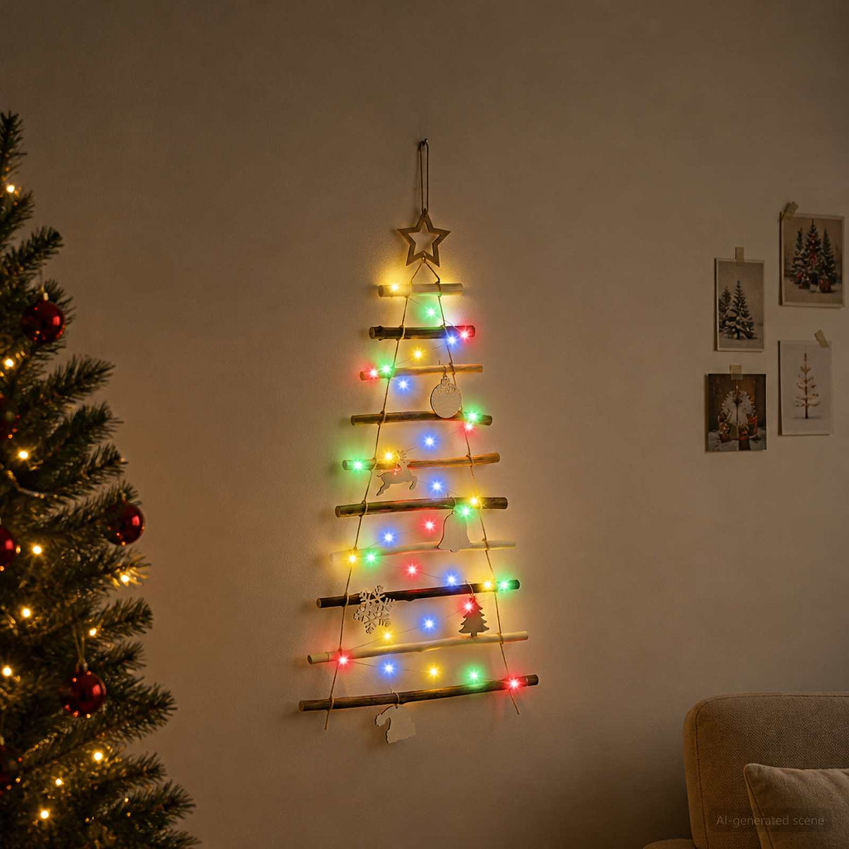 Kabantis Kalėdų medis 90 cm 30 LED Įvairių spalvų