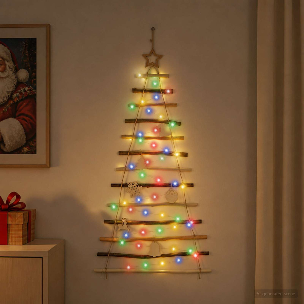 Kabantis Kalėdų medis 120 cm 50 LED Įvairių spalvų