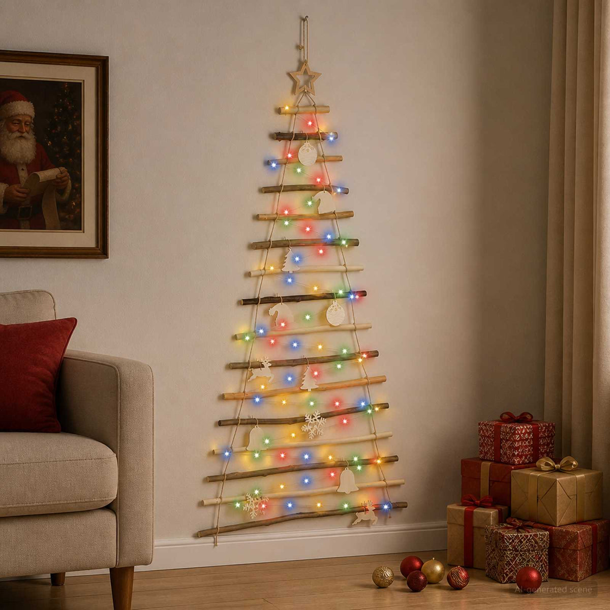Kabantis Kalėdų medis 150 cm 80 LED Įvairių spalvų