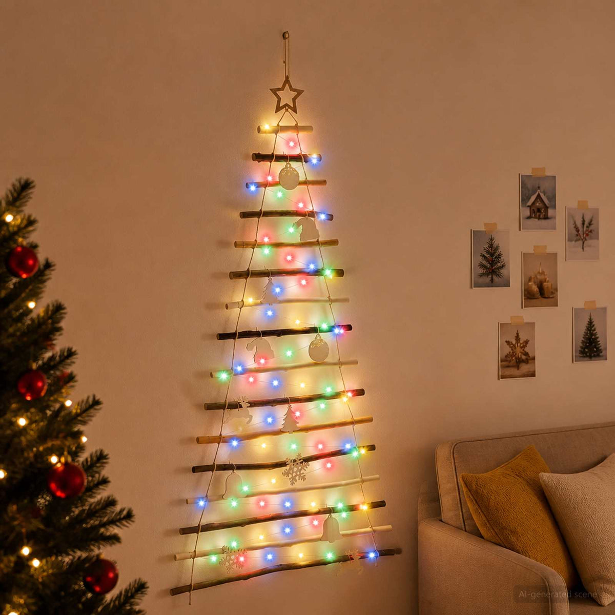 Kabantis Kalėdų medis 150 cm 80 LED Įvairių spalvų
