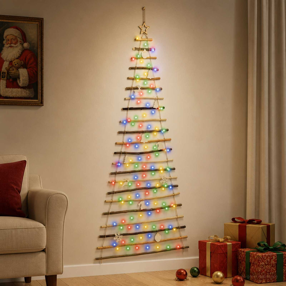 Kabantis Kalėdų medis 210 cm 130 LED Įvairių spalvų