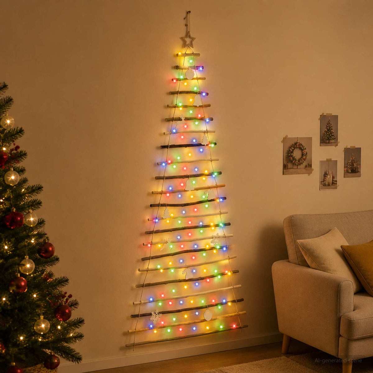 Kabantis Kalėdų medis 210 cm 130 LED Įvairių spalvų