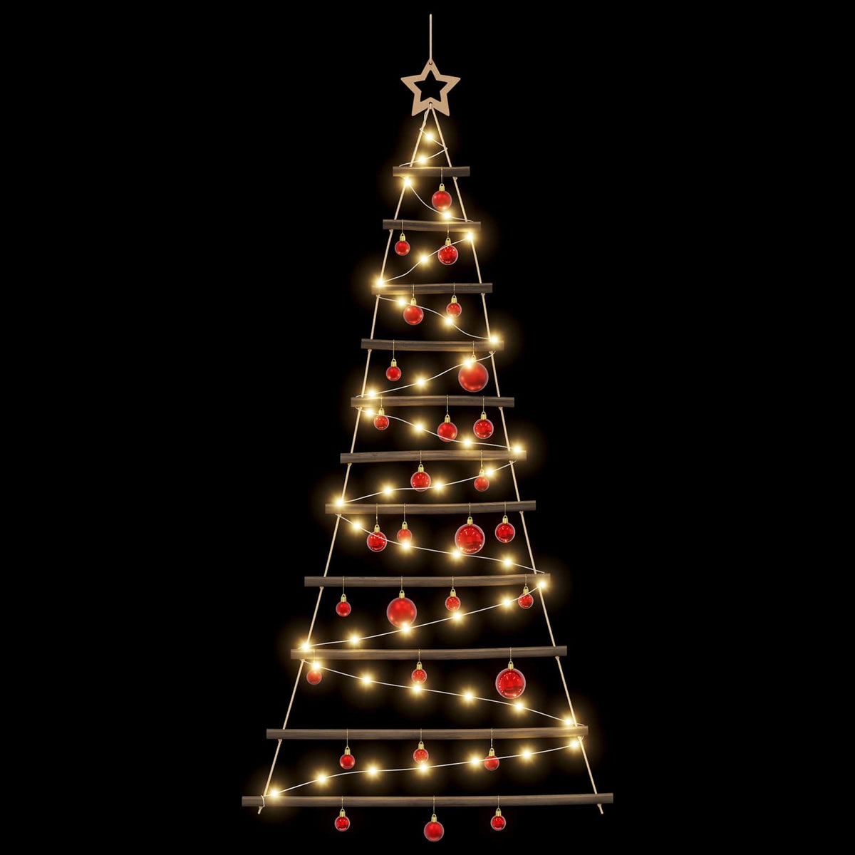 Kabančios Kalėdų eglutės su žaisliukais 150 cm 80 LED