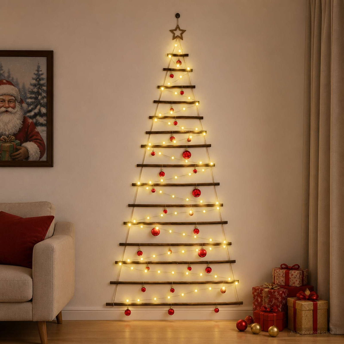 Kabančios Kalėdų eglutės su žaisliukais 210 cm 130 LED
