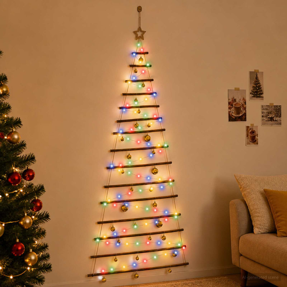 Kabančios Kalėdų eglutės su žaisliukais 210 cm 130 LED