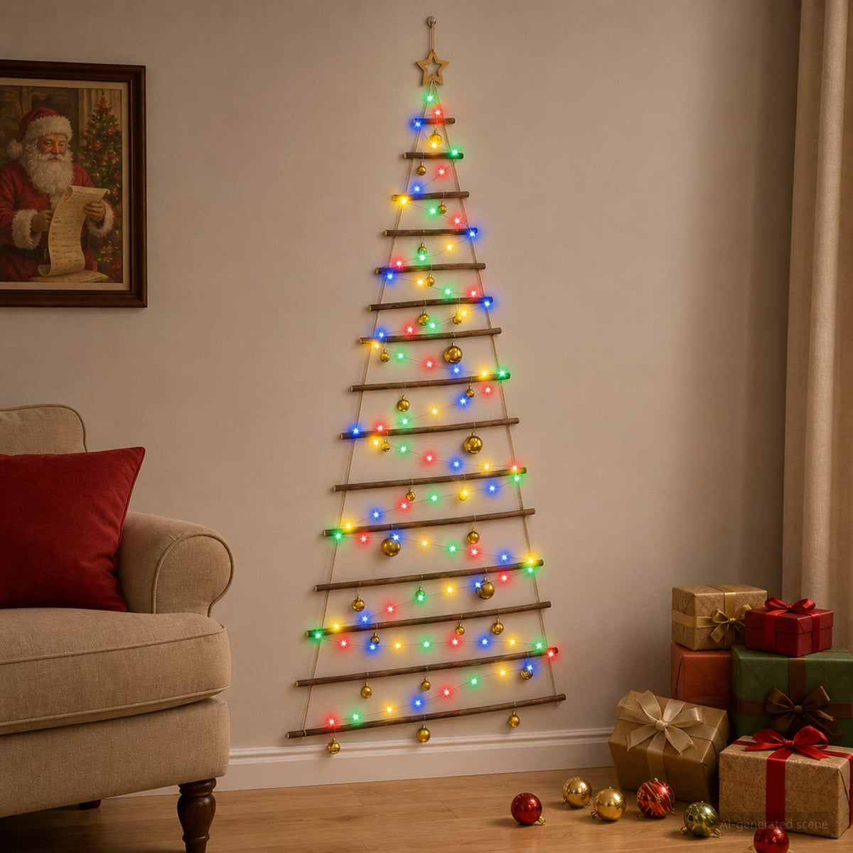 Kabančios Kalėdų eglutės su žaisliukais 210 cm 130 LED