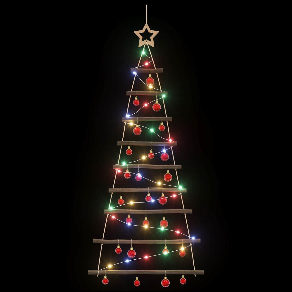 Kabančios Kalėdų eglutės su žaisliukais 120 cm 50 LED