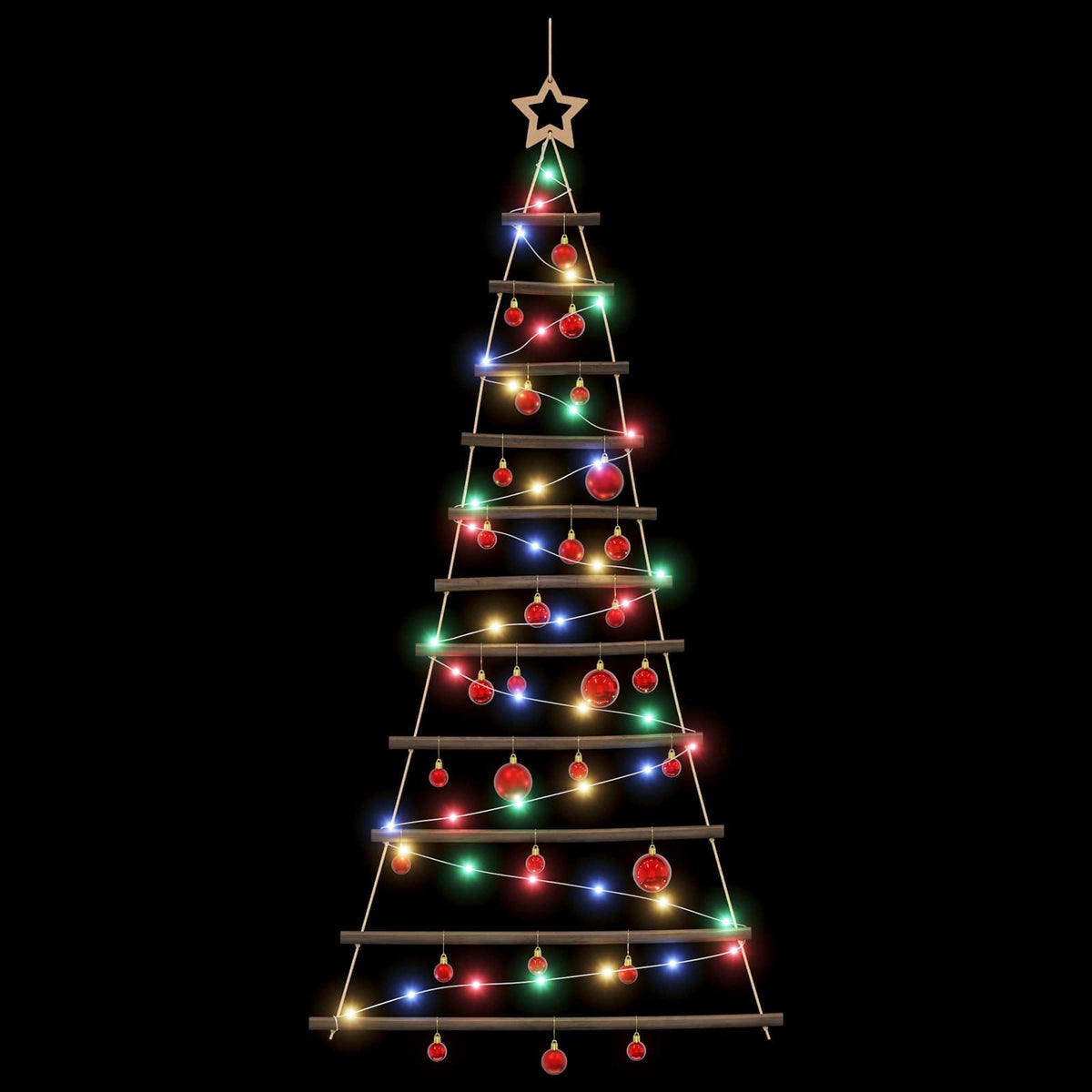 Kabančios Kalėdų eglutės su žaisliukais 150 cm 80 LED