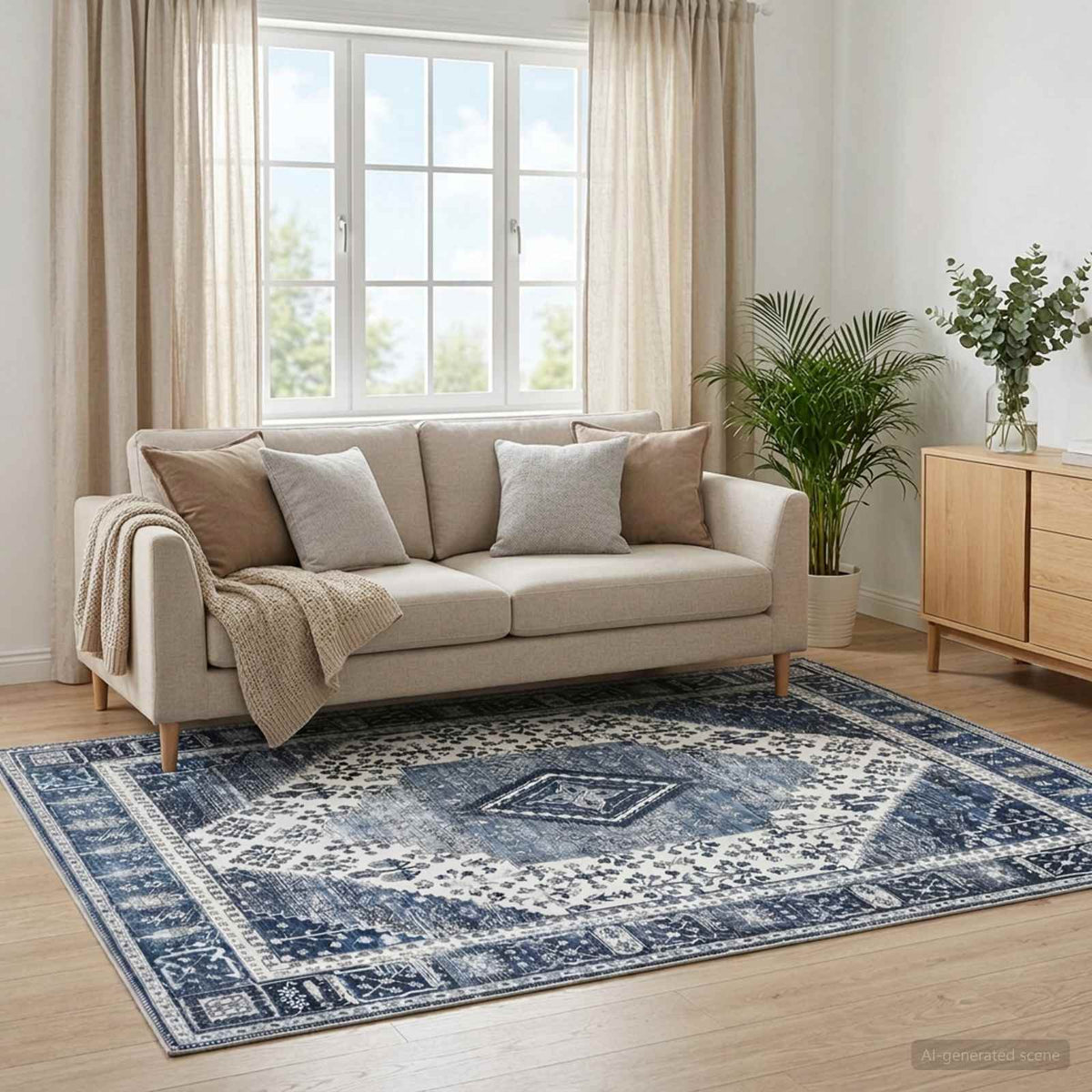 Kilimas ORIZ Tamsiai mėlyna 160 x 160 cm 100% poliesteris