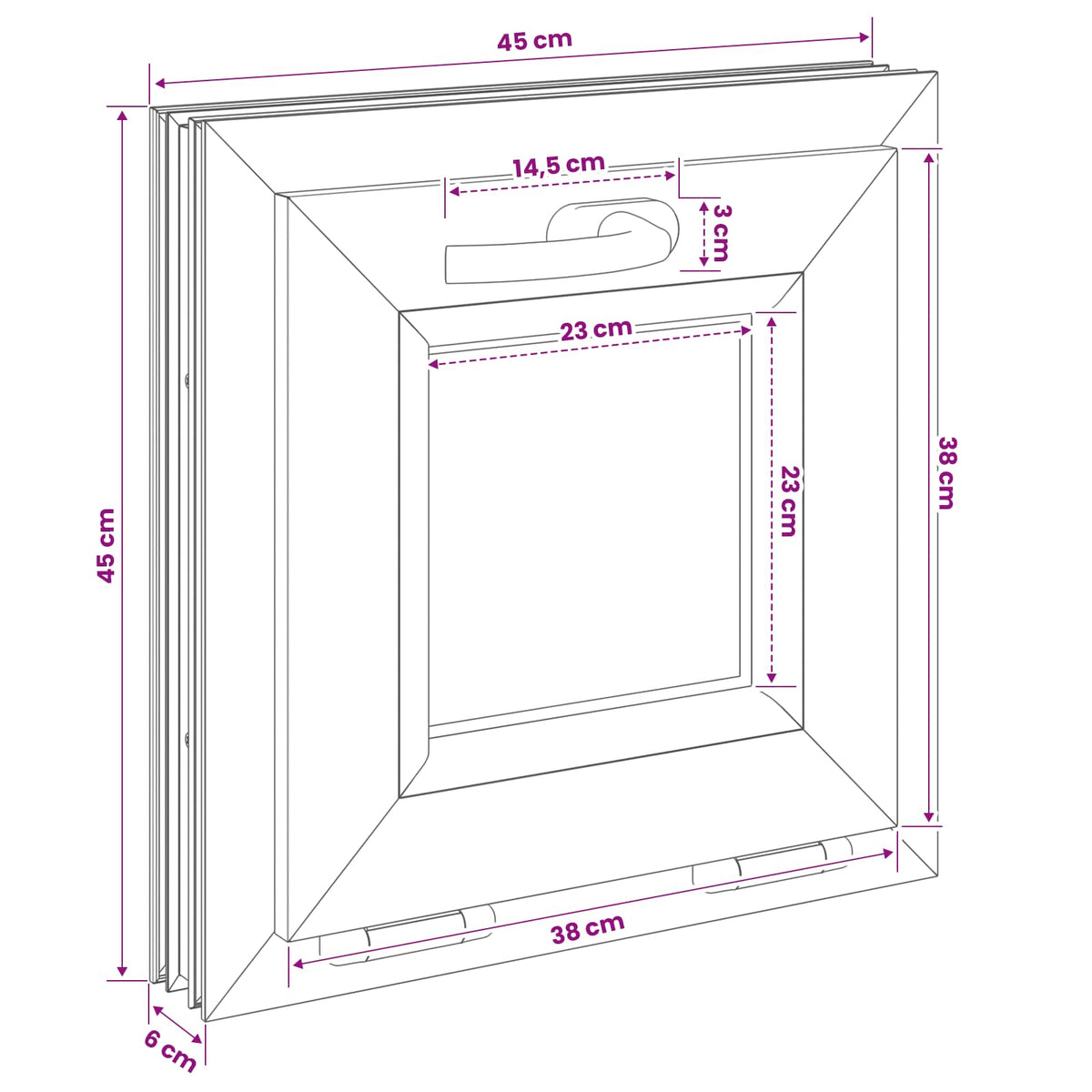 Bendras lango vidinis atspalvis baltas RISOR 45 x 45 cm