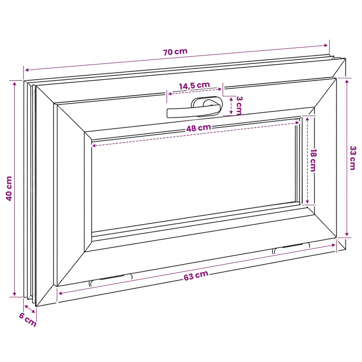 Bendras lango vidinis atspalvis baltas RISOR 70 x 40 cm