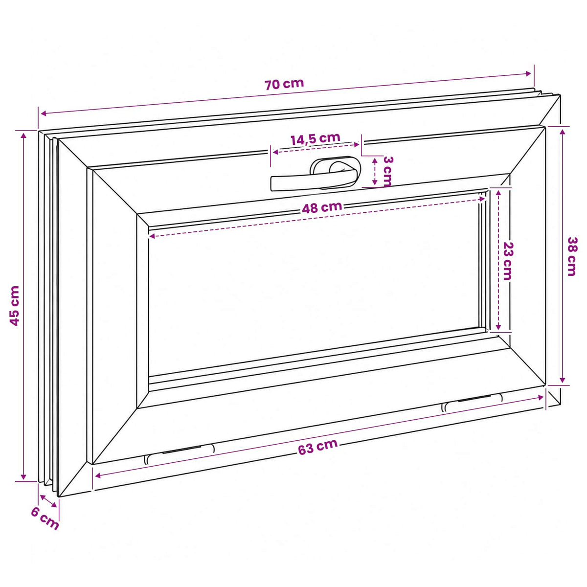Bendras lango vidinis atspalvis baltas RISOR 70 x 45 cm