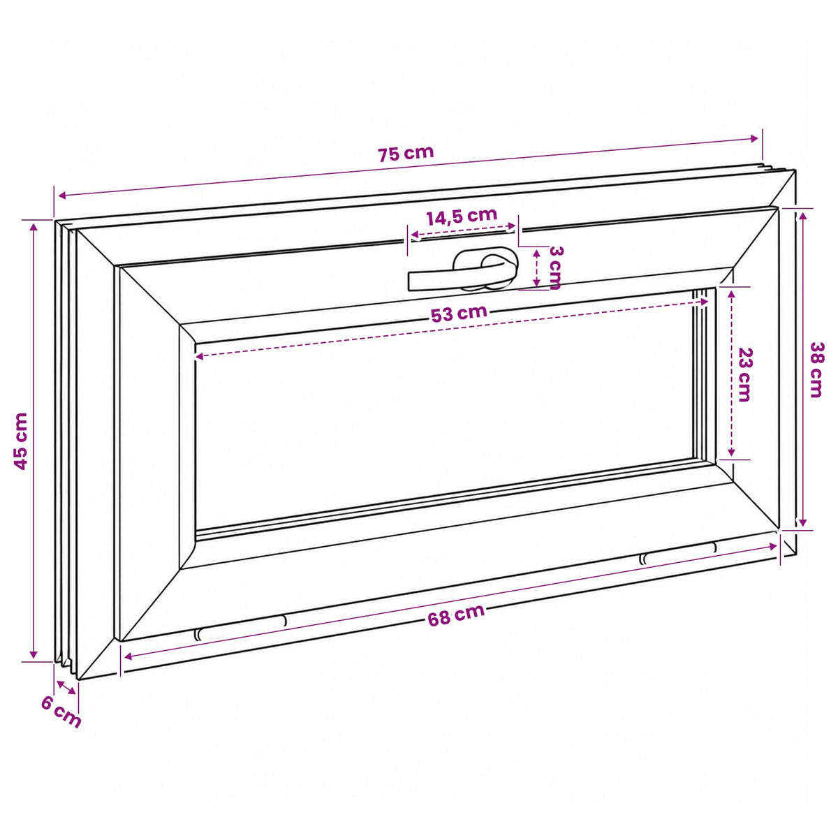 Bendras lango vidinis atspalvis baltas RISOR 75 x 45 cm