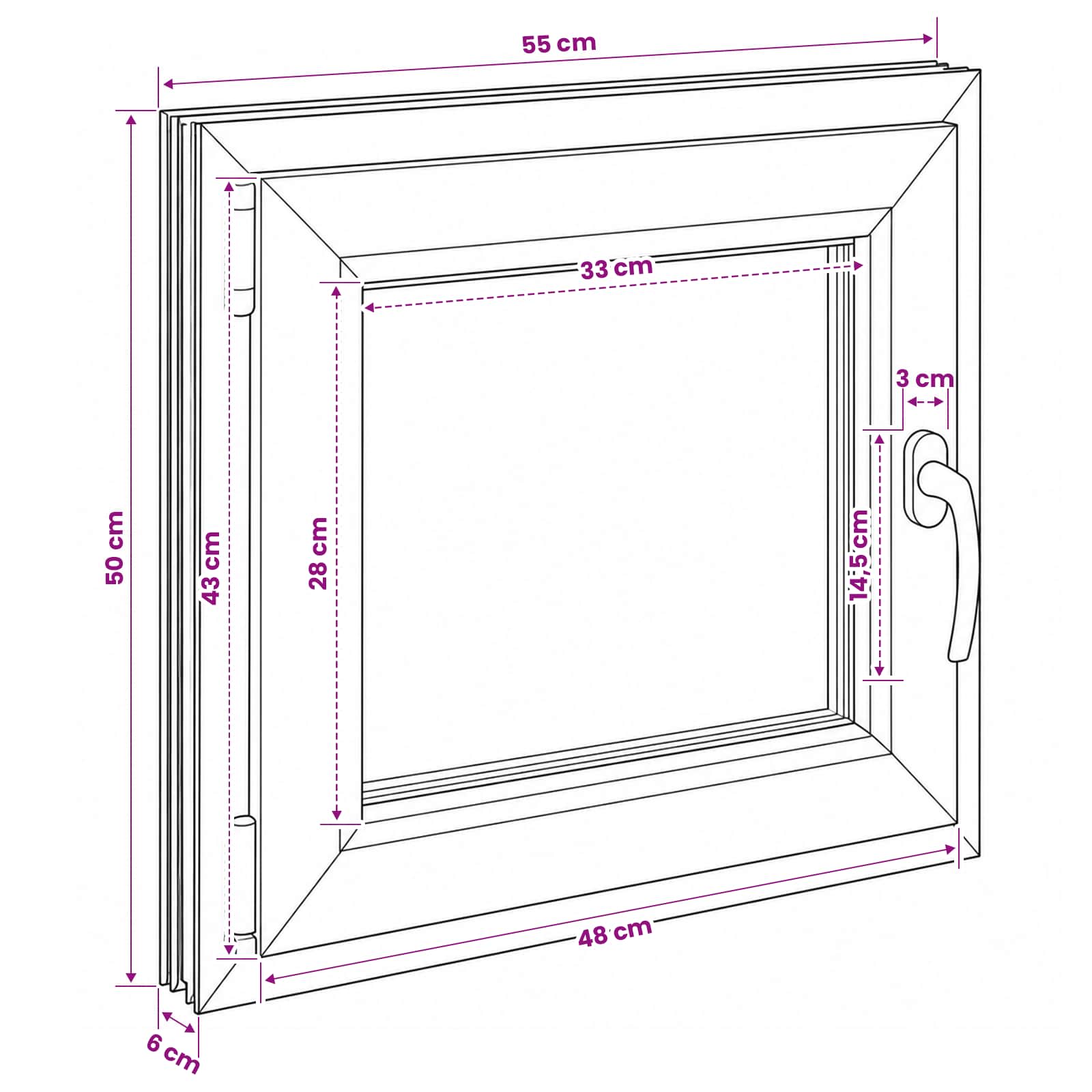 Požeminio lango RISOR 55 x 50 cm PVC ir stiklas