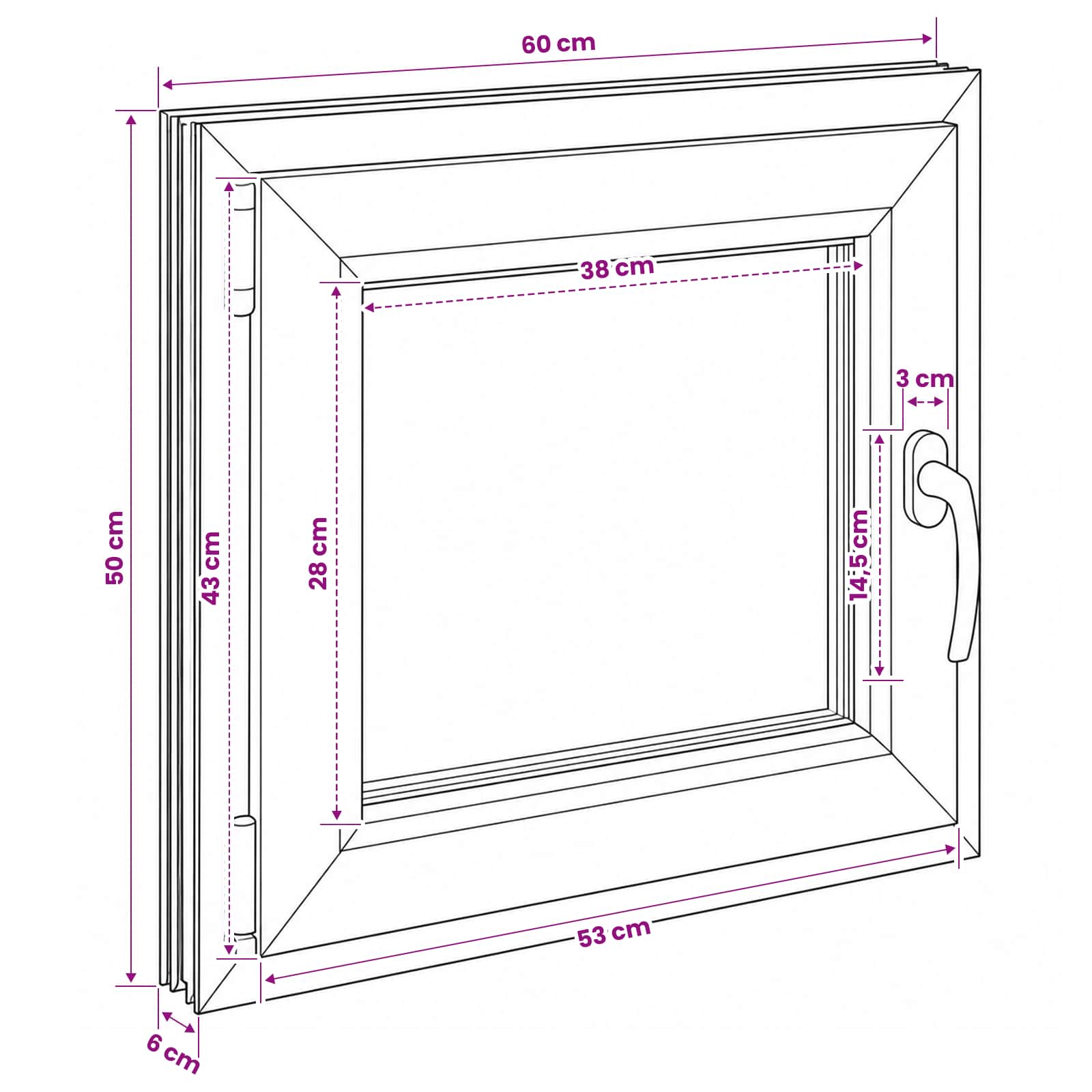 Požeminio lango RISOR 60 x 50 cm PVC ir stiklas
