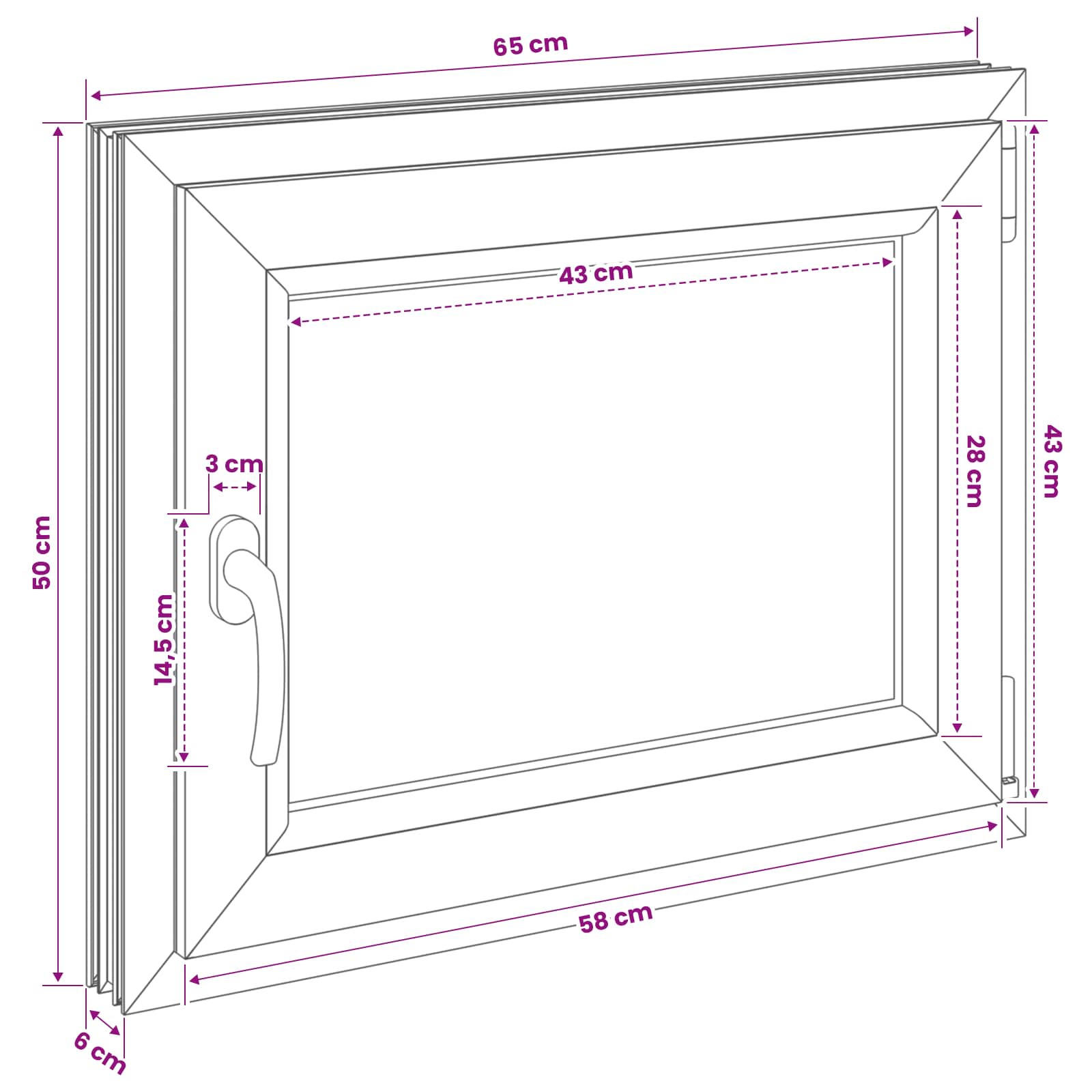 Požeminio lango RISOR 50 x 55 cm PVC ir stiklas