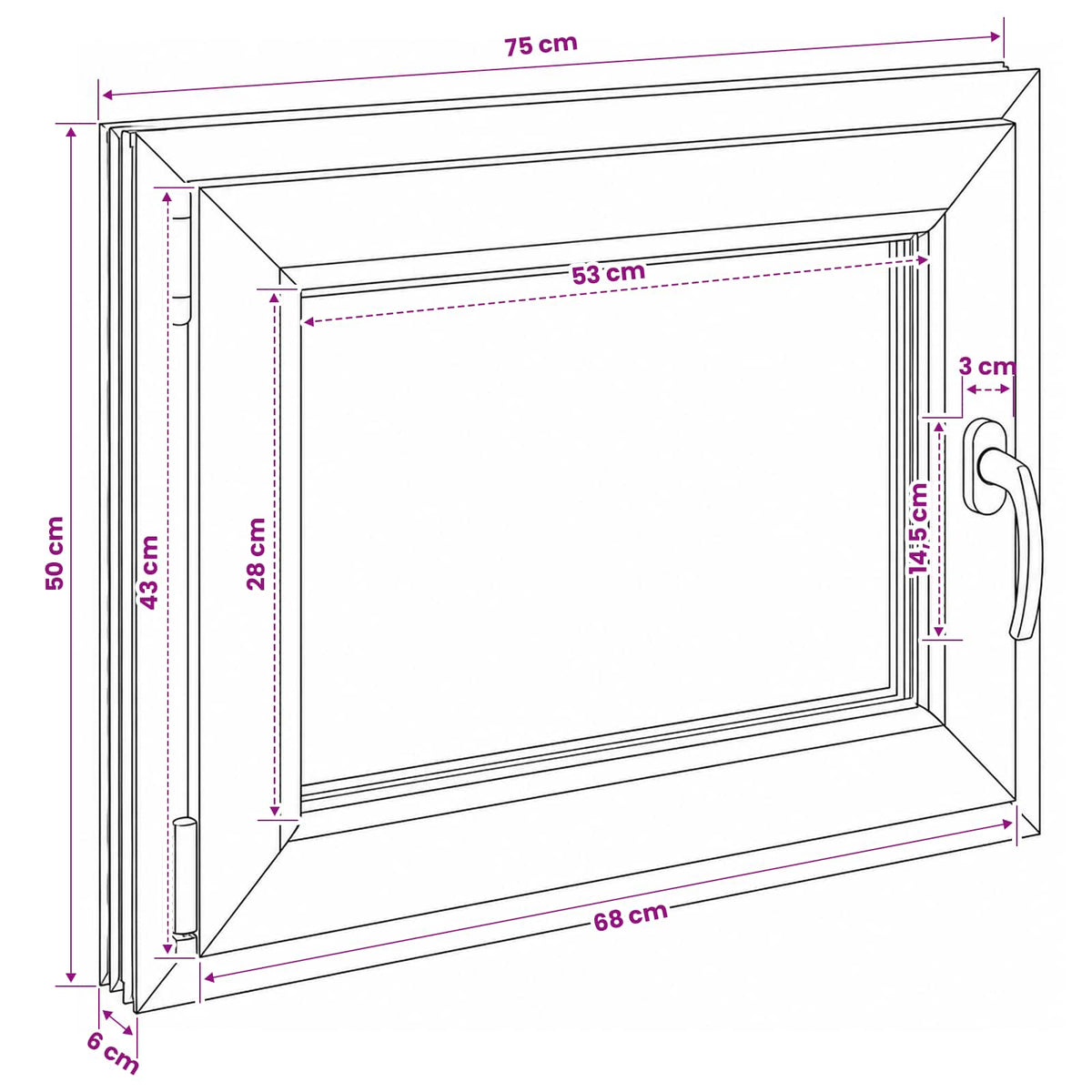 Bendras lango vidinis atspalvis baltas RISOR 75 x 50 cm
