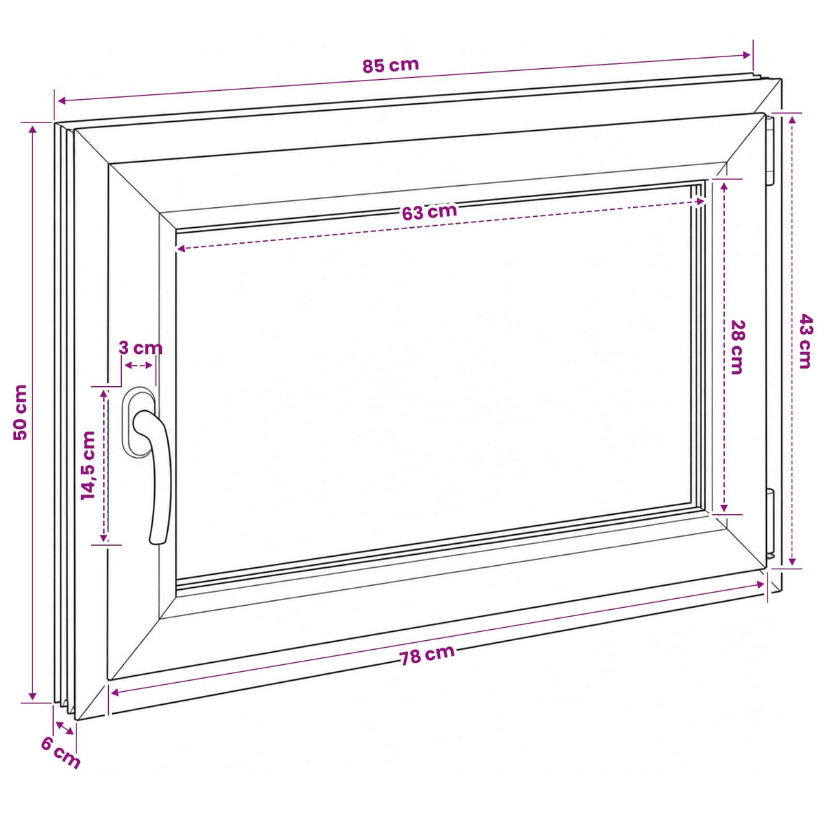 Bendras lango vidinis atspalvis baltas RISOR 85 x 50 cm