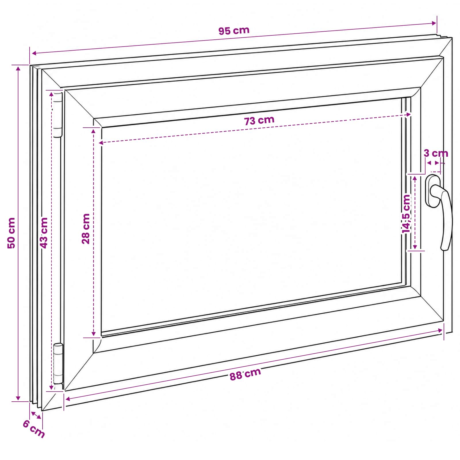 Požeminio lango RISOR 95 x 50 cm PVC ir stiklas